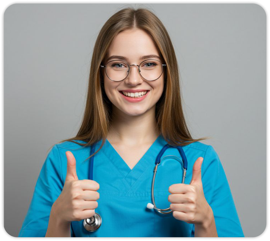 Nursing professional giving thumbs up
